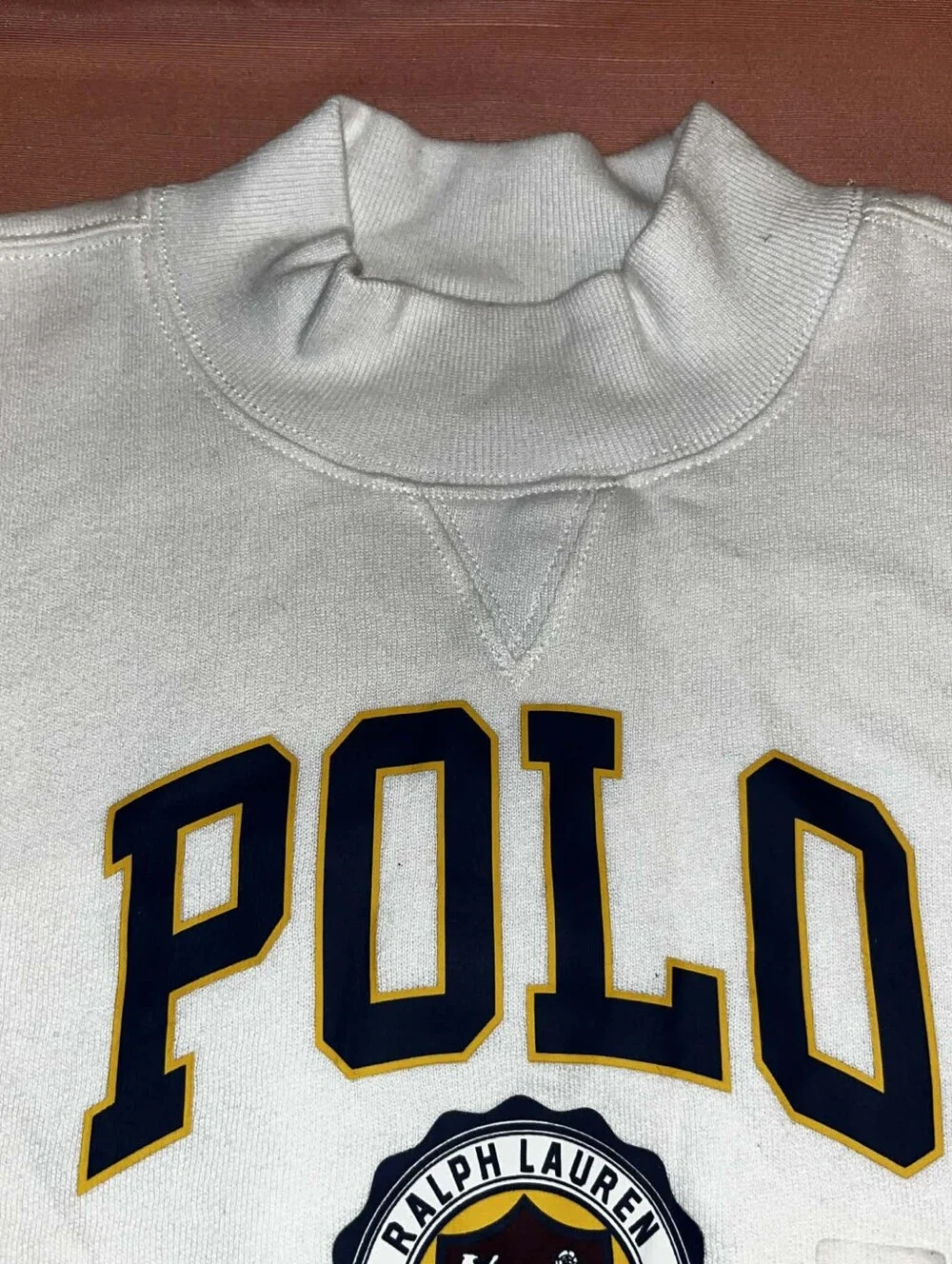 Ralph Lauren White Sweatshirt with Navy and Gold Crest